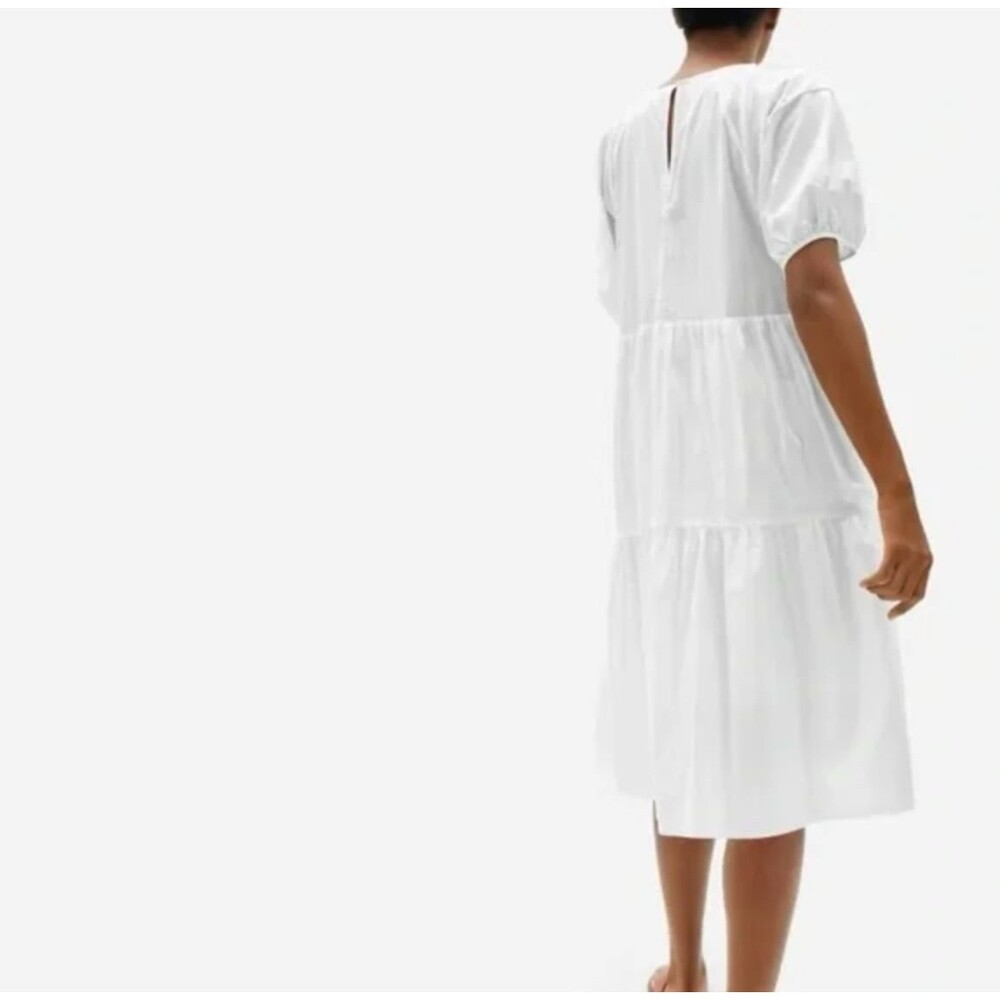 Everlane Tiered Dress cotton midi short sleeve womens White size 6 contemporary - Picture 4 of 8